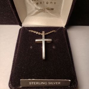 Sterling Silver Cross Necklace, Bob Siemon, 20" chain, brand new